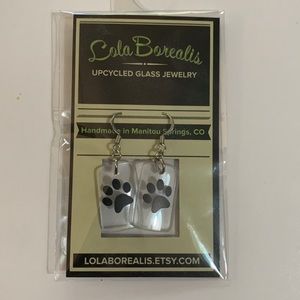 Upcycled Glass AnimalPaw Earrings